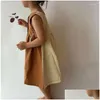 Girls Dresses Girl Children Clothing Dress 2024 Summer Cotton And Linen Vest Work Color Personality Kids Casual Simple Drop Delivery B Ot7Fh