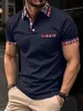 Été nouveaux hommes décontracté à manches courtes polo bureau mode imprimé décolleté T-shirt hommes respirant polo chemise hommes vêtements 240311