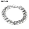 Link Bracelets ICAM 3-11mm Men's Silver Stainless Steel Curb Cuban Chain For Men Women Wholesale Jewelry Gift