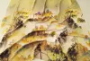 Fabric 1 meter X 1.4 meter Birds Mountain China Painting Viscose Cotton Fabric Soft Dress Shirt Robe Material