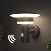 Lâmpada de parede led para exterior com sensor de movimento e interruptor de aço inoxidável com sensor pir lâmpada de energia classe a262g