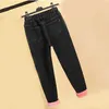 Übergroße L-6xl Winter Verdicken Baggy Denim Hosen Frauen Casual Hohe Taille Plus Samt Harem Jeans Vintage Warme Lose Vaqueros 240311