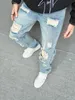 Jeans droits déchirés pour hommes, pantalons simples, amples, Streetwear, élégants, décontractés, en Denim, 240305