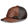 Ball Caps HL063 Spring Men's Genuine Leather Baseball Cap Brand Real Cow Hats