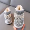 Kinderen Mode Laarzen Baby Meisjes Winter Dik Fluwelen Kinderschoenen Outdoor Wandelen Zacht Anti Slip Met Boor Meisjes Snowboots 240229