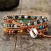 Exclusive Women Bracelets Natural Stone Lava Beads 3 Strands Leather Wrap Braclet Beads Bracelets Femme Drop 240226