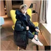 Down Coat Girls Padded Cotton Jacket Children Mid-Length Warm Fashion Big Fur Collar Snow Clothing For Kids Tz794 Drop Delivery Baby M Otpdx
