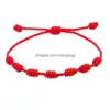 Bracelets de charme Corde rouge Noeud tressé à la main réglable pour amis femmes hommes amoureux de la famille bijoux d'anniversaire livraison directe Dhuat