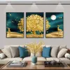 Dipinti Arte dorata Cervo Albero dei soldi Immagine da parete Islamica Senza cornice Luna astratta Stampa su tela Poster Still Life284n