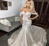 2021 Berta sexy spalle scoperte sirena abiti da sposa in pizzo 3D applique Sweep Train Backless abiti da sposa su misura robe de mariee6828631