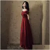 Ethnic Clothing Bride 2024 Bury Engagement Dress Female Banquet Off-Shoder Satin Evening Toast Drop Delivery Apparel Ottes