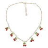 Collares con cuentas Cereza Colgante Charms Collar con cadena de perlas de imitación Set Starement para mujeres Joyería de fiesta Drop Deliver Dhgarden Dhuig
