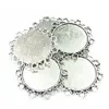 5 pièces collier pendentif ton argent fleur dentelle métal Seing bijoux Cabochon camée plateau de Base lunette vierge ajustement 34mm Cabochons 49mm314M