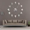 Verschillende schedelhoofden DIY horror kunst aan de muur gigantische wandklok grote naald frameloze zombie hoofden grote muur horloge Halloween decor 2011275T