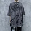 Mens T Shirts Men T-shirt Summer Dark Tee High Street Gothic Skull Tshirt Loose Oversized Short-sleeved Cotton Anime Streetwear Top