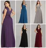 Vestido longo de chiffon com decote em V, linha até o chão, dama de honra, festa de formatura, vestido de noite, ocasião especial, feito sob medida, vestido plus size Gow3758430