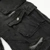 Jeans da uomo 2024 Foro strappato Hip Hop Punk Cargo Multi-tasche Techwear Lavato Baggy Uomo Nero Blu Gamba larga Pantaloni di jeans dritti