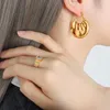 Dangle Earrings 2024 Arrivals Flat Shape Stainless Steel 18K Gold Plated Silver Fan Fashion Wear Matching Hoop Jewelry