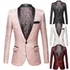 Herenkostuums Heren Luxe Jacquard Blazers Voor Mannen Enkele Knoop Slim Fit Mode Hoge kwaliteit Gemakkelijk te onderhouden Nachtclubjasje Terno Masculino