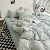 Japanese Lattice Duvet Cover Set with Sheet Pillowcases No Filling Warm Solid Color Bed Linen Full Queen Size Home Bedding Set 240306