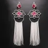 Stonefans Luxe metaal Lange Tassel oorbellen Fashion Oversize Statement Earring Wedding Drag Queen Jewelry 240305