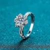 Cluster Rings Silver 925 Original Brilliant Cut 1 Diamond Test Past D Color Moissanite Vintage Design Ring Gemstone Jewelry For Wo256z