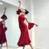 Scene Wear Red White Ballroom Dance Performance Dresses Women Latin Competition Dress Vuxna Samba Rumba Modern Costume SL9808