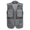 Men's Vests Summer Multi Pocket Quick Drying Vest For Middle-aged And Elderly V-neck Pography Outdoor Leisure