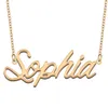 Collana con nome personalizzato Sophia per gioielli da donna in acciaio inossidabile con collane con lettere di fascino placcato oro Sophia Collier Femme NL-2446