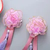 Hair Accessories 2PCS Children Tassel Ribbon With Gold Border Flowers Girls Hairpins Lovely Clips Kids Headwear Baby