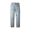 Calças de brim masculinas com zíper micro flared homens streetwear moda hip hop solto casual calças jeans retas homem plus size calças