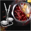 Dinnerware Sets Stainless Steel Spoon Rest Soup Ladle Colander Holder Stand Rack For Kitchen Countertops Table With Tray Drop Delivery Otf9M