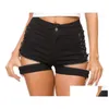 Shorts femininos mulheres shorts moda cintura alta vintage fino fenda curto y preto verão entrega gota vestuário feminino dhwp9