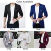 Erkekler Takım Slim Fit Blazer Ceket Ceket Üstler Resmi Düğme Takım Pamuk Karışımları Kumaş Siyah/ Gri/ Şarap/ Mavi