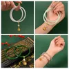 Bangle Glass Jingle Bangles Natural 58mm trendig Bell Armband Ancient Fashion Double Hanfu