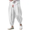 Pantalons pour hommes Hommes Bloomers Baggy Entrejambe profonde Cordon de serrage Taille élastique Plus Taille Poches Bande de cheville Doux Respirant Casual Quotidien Long H