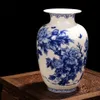 Jingdezhen Blue and White Porcelain Vase Fine Bone China Vase Peony Decorated高品質のセラミック花瓶lj201208190p