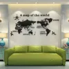 Mapa do mundo DIY 3D acrílico adesivos de parede para sala de estar educacional mapa do mundo decalques de parede mural para crianças quarto dormitório decoração y202725