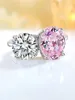 Anéis de cluster elegante luz luxo contraste rosa diamante 925 prata esterlina conjunto com anel de alto carbono jóias de casamento