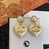 White Luxury Heart Pendant Charm Earring Gold Plated Pearl Jewelry Brand Designer Love Gift Earrings With Box Spring Boutique Jewelry