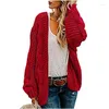 Women's Blouses Spring And Autumn 2024 Thick Needle Fried Dough Twists Knitting Cardigan Medium Length Solid Casual Loose Coat