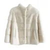 Neck Short Women's Standing Young Mink Fur Grass Coat Fashion 2023 NY 6220