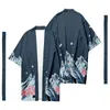 Ethnic Clothing Men's Japanese Traditional Long Kimono Cardigan Women's Mountain Pattern Shirt Yukata Jacket