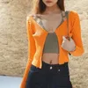 Women's Knits Spring Autumn V Neck Knitted Cardigan Sweater Women Sexy Cropped Tops Y2K Long Sleeve Cardigans Open Stitch Slim Knitwears