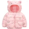 Down Coat Boy Girl Winter Jacket Animal Söt design mjuka öron baby varma pojkar klädrockar 3-8 år jackor flickor