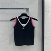 24 Summer Women's Designer Tee Tops with Letters Progroidered Wool Jersey T Shirt Girls Milan Runway Crops Tops Designer Outwear Sterts Vest Camisole