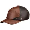 Ball Caps HL063 Spring Men's Genuine Leather Baseball Cap Brand Real Cow Hats