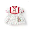 Mädchen Kleider 2024 Spanisch Stil Kleid Für Baby Mädchen Kinder Stickerei Bunny Dot Gedruckt Ballkleider Ostern Urlaub Kleinkinder Lolita vestidos