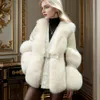 Ny 2023 Haining Winter Faux Fox Coat Women's Integrated Fur Top Small Fragrant Youth Style 4995