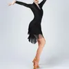 Kjolar elegant fransad kjol kort hög midja latin dans tofs för kvinnor professionell utbildning